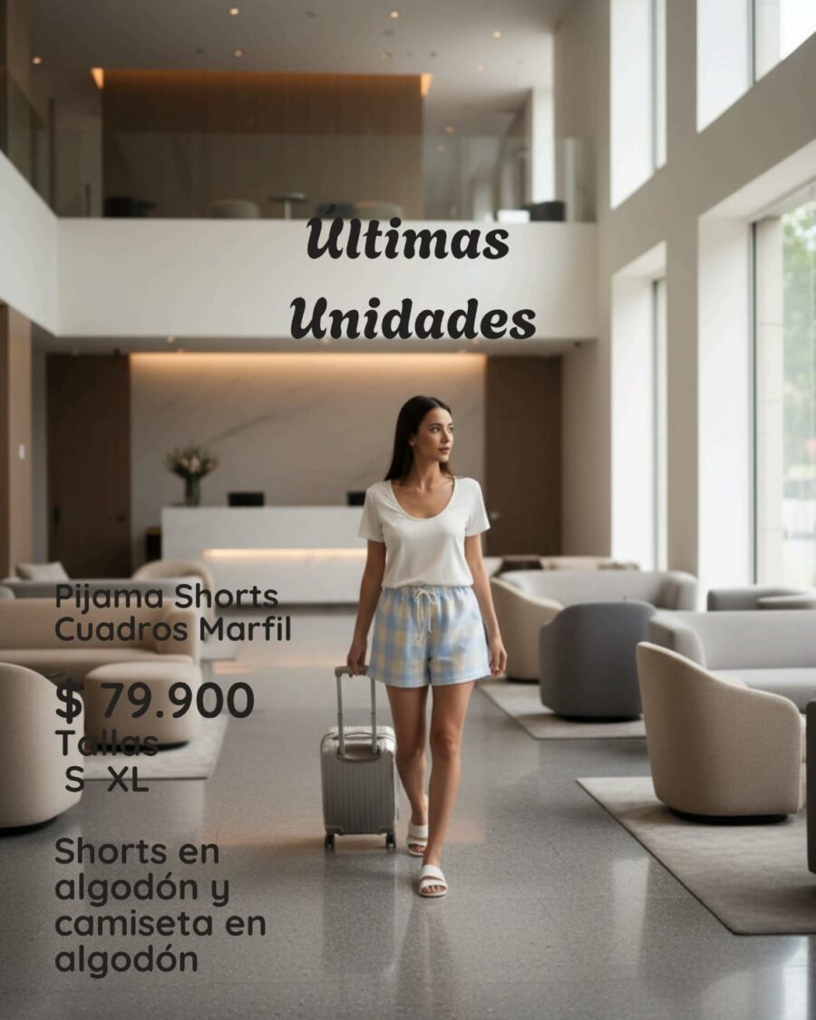 Pijama Shorts Cuadros Marfil